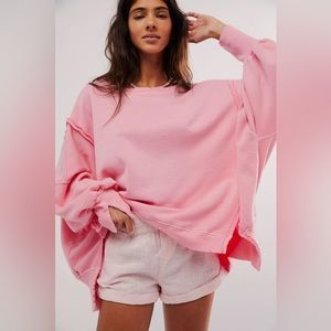 Free People Camden Cotton Candy Sweatshirt Pink